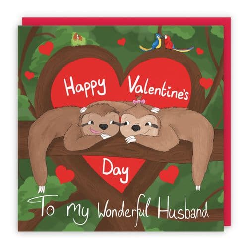 Husband Romantic Sloth Valentine's Day Card Cute Animals