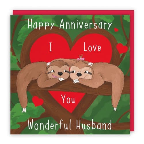 Husband Sloths Anniversary Card Cute Animals