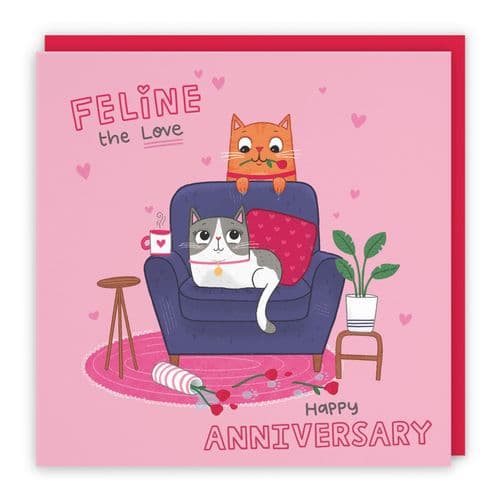 Romantic Cat Anniversary Card Iconic