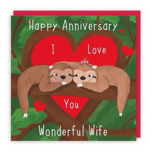 Wife Sloths Anniversary Card Cute Animals