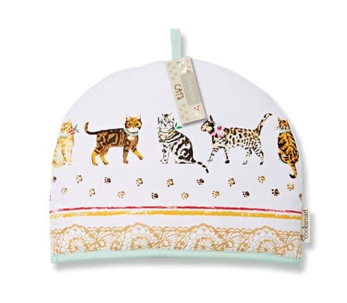 Cooksmart Cats On Parade Tea Cosy Teapot Pot Cover Warmer Cotton Insulated Gift