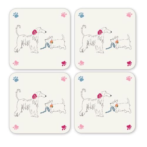 Cooksmart Set of 4 Dapper Dog coasters Drinks Mat Table Setting Protect coasters