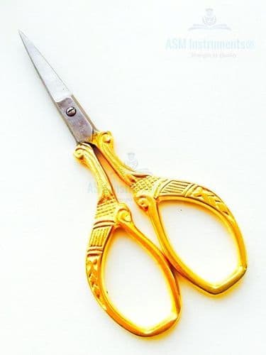 Professional Embroidery Art Craft Cross Stitch Scissors Gold Plated 3"Shears Sew