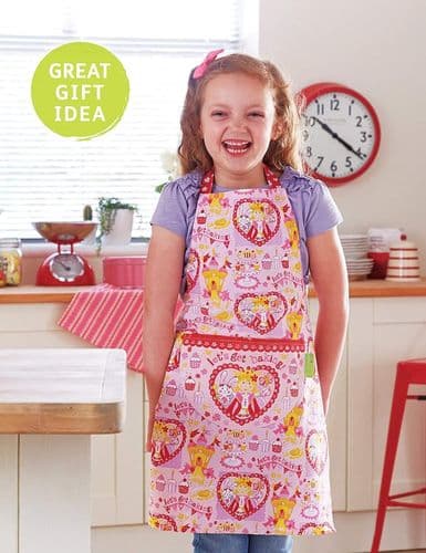 Cooksmart Kids Cotton Apron in Gift Box, Pink Girls Girls Princess CupCake Apron