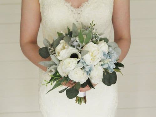 Afina Dusty Blue Artificial Bouquet