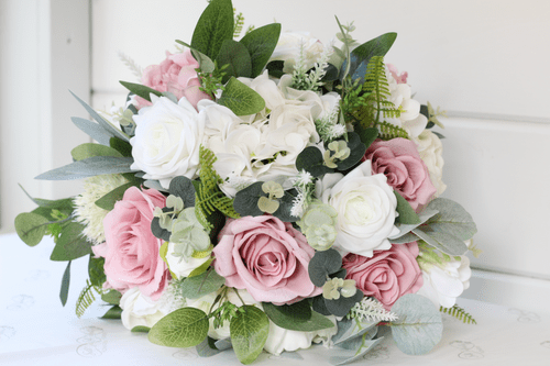 Alluria Real Touch White Dusty Pink Bouquet