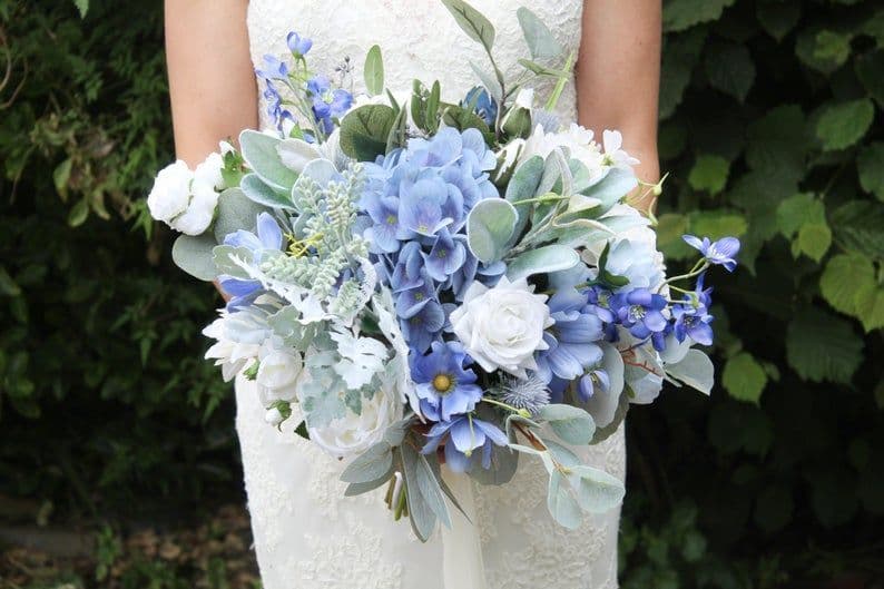 April Artificial Blue Flower Bouquet