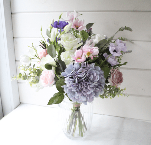 Artificial Lilac Pink Flower Vase Arrangement