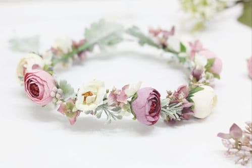 Artificial Mauve Pink Flower Crown