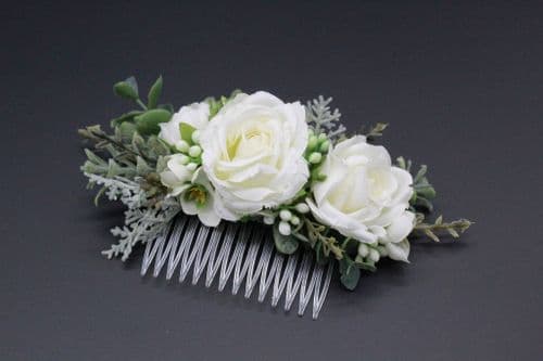 Artificial rustic floral bridal hair comb
