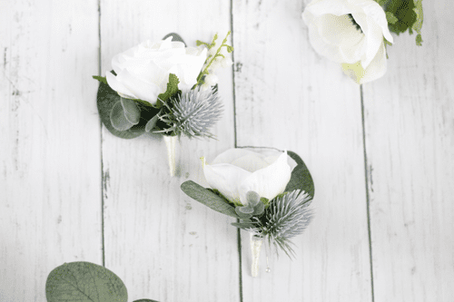 Artificial White Anemone Buttonhole