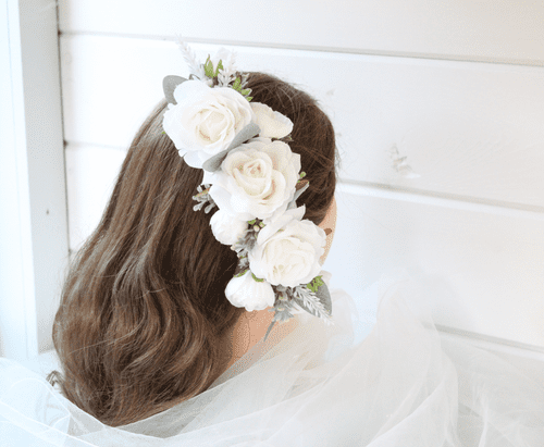 Artificial White ivory Bridal Flower Hair Clip