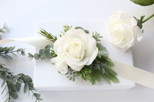 Bianca White Ivory Artificial Corsage