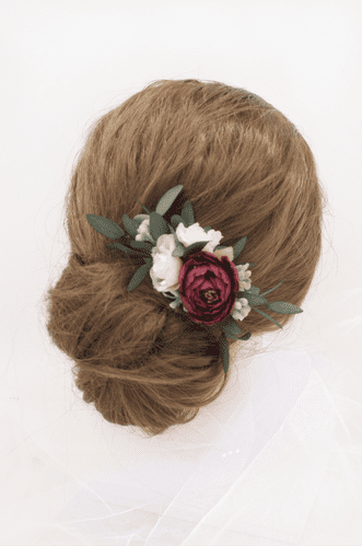 Burgundy Blush Artificial Flower Hair Clip