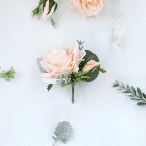 Emma Peach Real Touch Rose Buttonhole