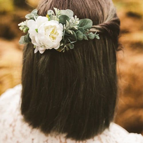 Faith  Artificial Flower Hair Comb
