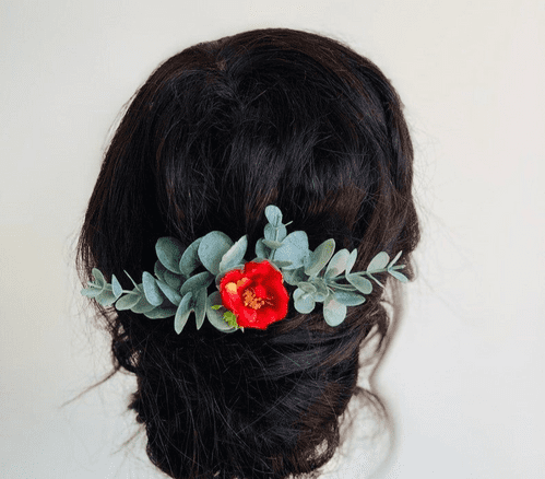 Joyce Red Flower Hair Pin Set