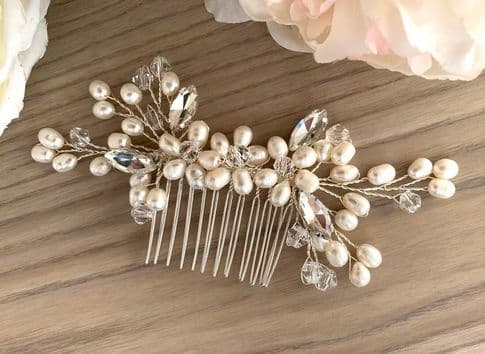 Millie Rose Gold Pearl Hair Comb