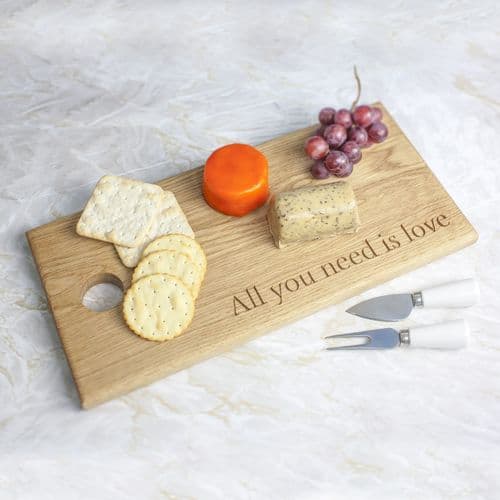 Engraved Oak Cheese Board - All You Need is Love Only £44.99