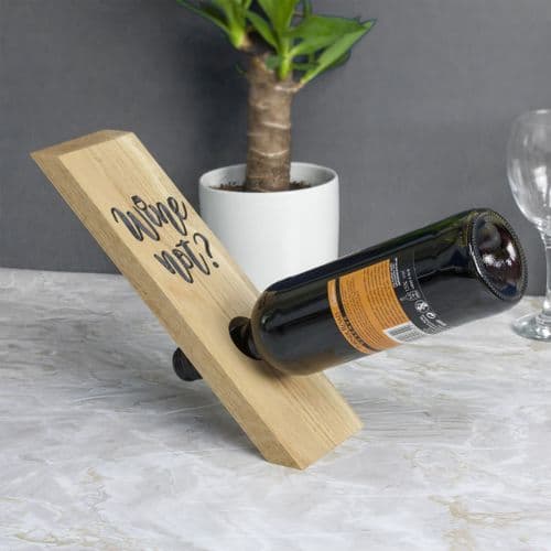 Engraved Oak Wine Bottle Holder