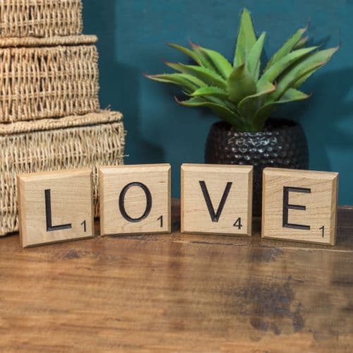 Engraved Scrabble Tiles - LOVE