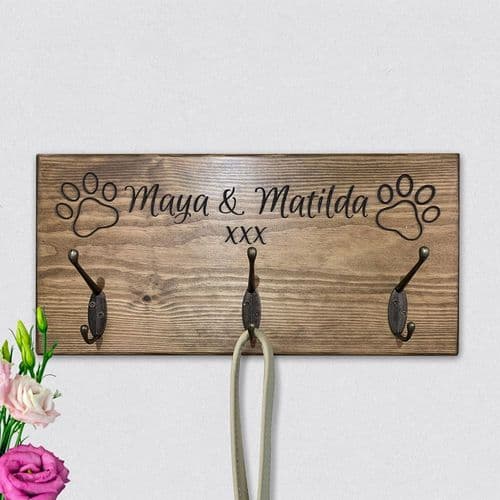Personalised Engraved Wooden Dog Lead Holder