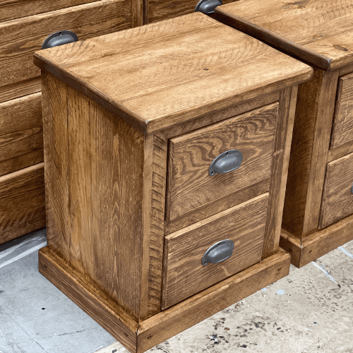 Dixon Rustic Two Drawer bedside unit.