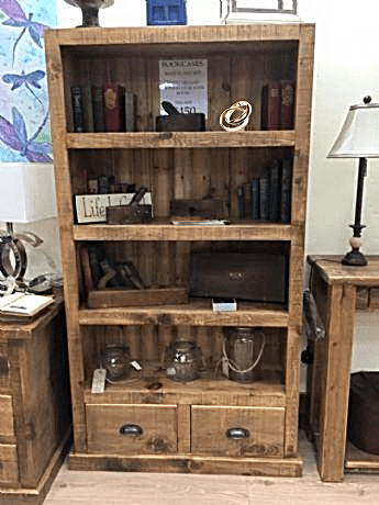 Kensington Rustic Solid wood Bookcase with handy drawers.