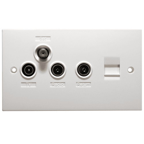 Antiference Triplexed Double Shielded Outlet Plate with Return & BT