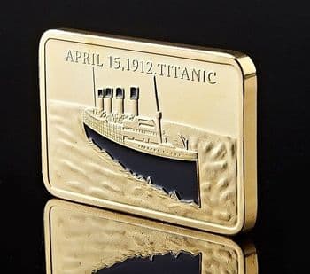 24 Karat Gold Plated RMS Titanic Commemorative Bar