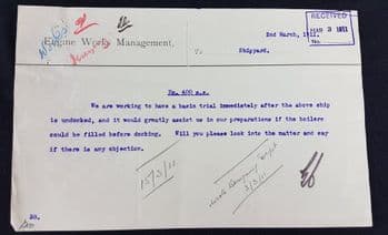 Genuine H&W Engine Works RMS Olympic Thomas Andrews Signed Document