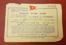 Genuine White Star Line Visitor Ticket - RARE!