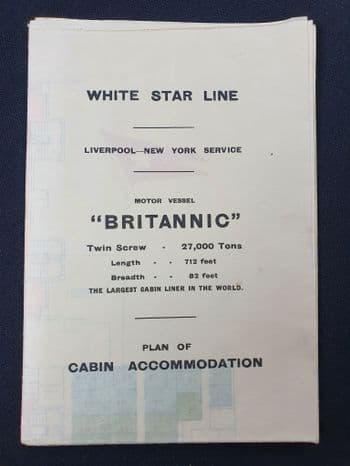 MV Britannic Cabin Accommodation Plan