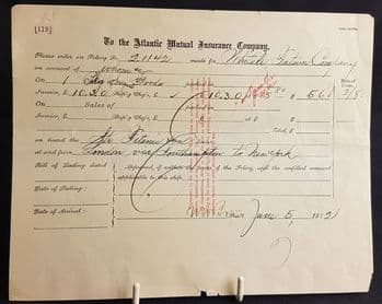 Original RMS Titanic Insurance Claim Document (1)