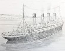Original 'Titanic at Queenstown' Drawing by Simon Fisher