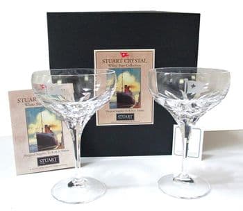Rare Sturat Crystal RMS Titanic/Olympic Champagne Saucers