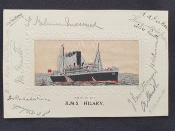 RMS Hilary Silk Postcard
