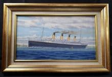 Titanic, Passing  Old Head of Kinsale Lighthouse - Original Oil Painting