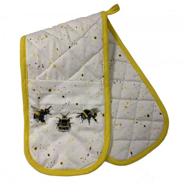 Bree Merryn Durable Organic Cotton Bee Happy Kitchen Double Oven Gloves 18x72cm