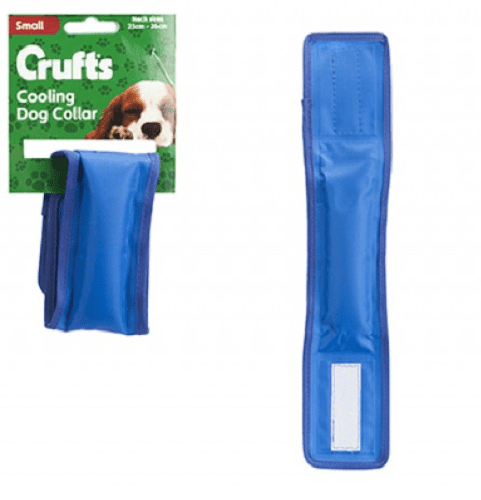 Crufts Cooling Dog Collar Gel Blue Adjustable Strap (Small) Neck 21-26cm