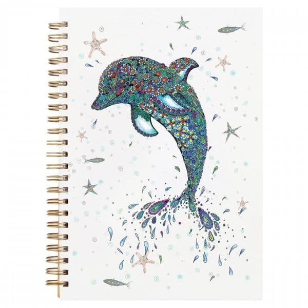Doodleicious Blue Dolphin A6 Lined Spiral Hardback Notebook Stationery 15x10cm