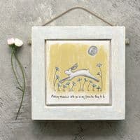 East of India Country Hare Making Memories with you Hanging Decoration Sign 10x10cm