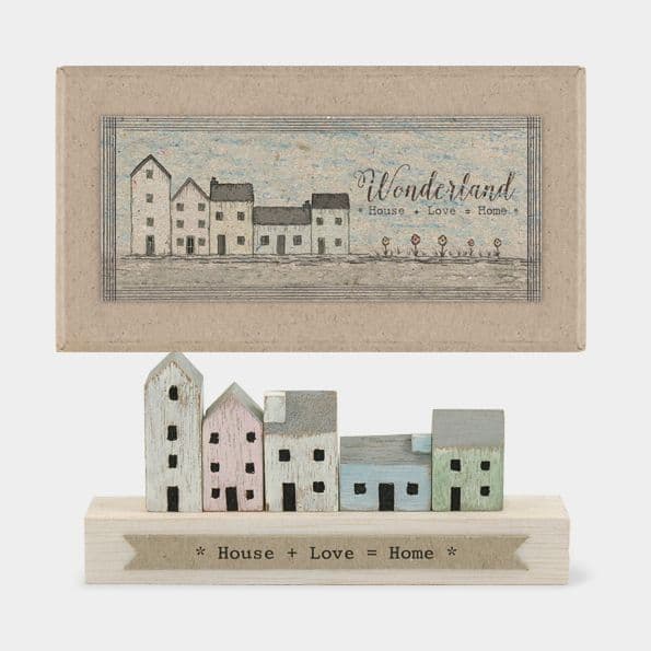 East of India MINI Rustic Wood House+Love=Home Ornament Decoration Boxed 11x5cm