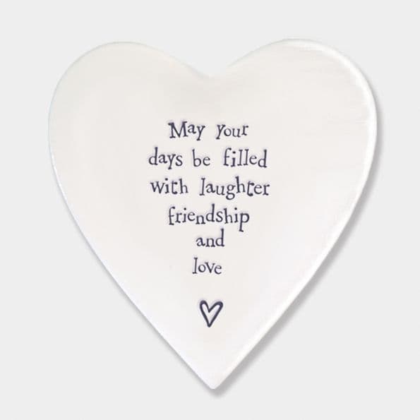 East of India White Ceramic May your Days Be Filled Single Coaster felt 10cm