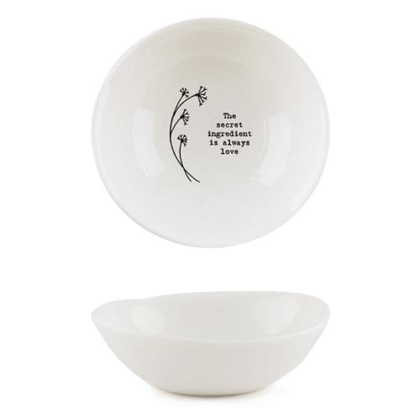 East of India White Ceramic Secret Ingredient Trinket Jewellery Bowl Dish 10cm