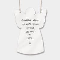 East of India White Porcelain Angel Up Above Protect Hanging Decoration 9x7cm