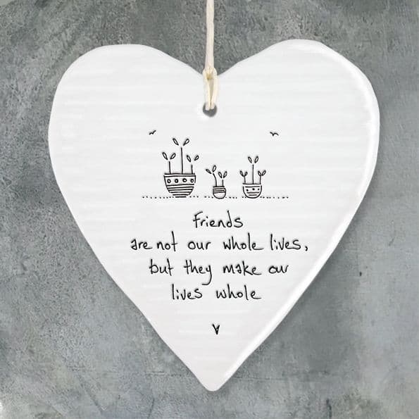 East of India White Porcelain Heart Friends are not our Whole Life Gift 10x9cm