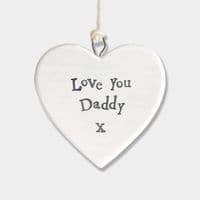 East of India White Porcelain Heart Love You Daddy X Gift Decoration 4.5x4.5cm