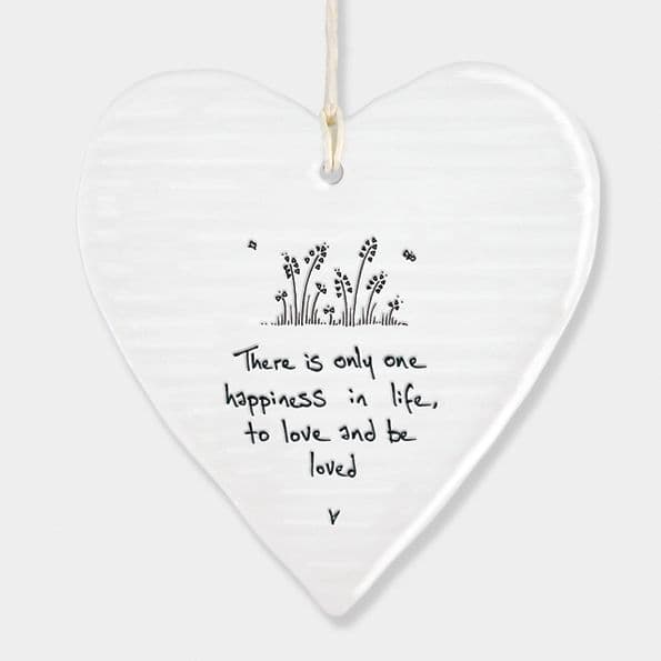 East of India White Porcelain Heart There is only one Happiness Gift 10x9cm