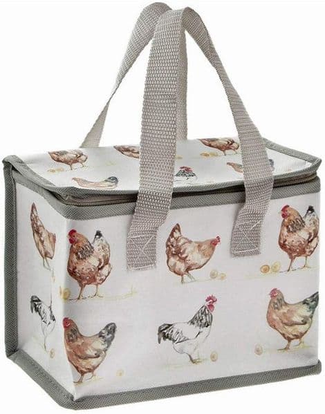 Farmhouse Chicken Woven Thermal Cool Picnic Lunch Bag School/Leisure 12x22x16cm